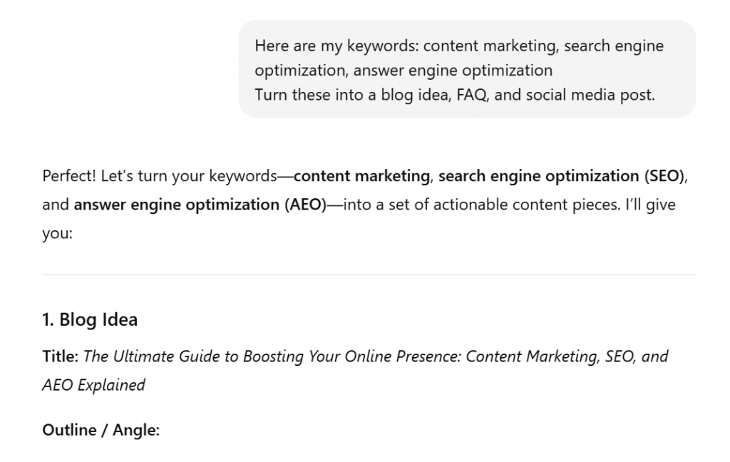 sample of AI keyword research