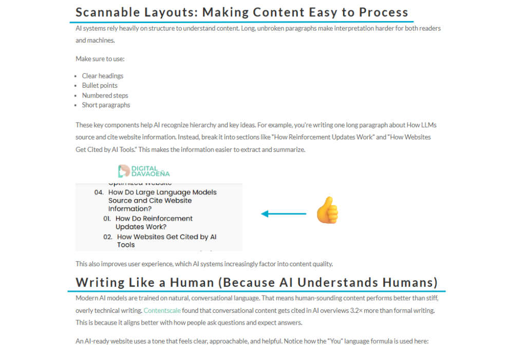 Answer Engine Optimization Content Layout